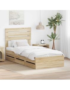 Struttura del letto con cassetto Rovere Sonoma 100 x 200 cm
