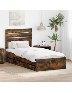 Struttura del letto con cassetto Rovere fumé 90 x 190 cm