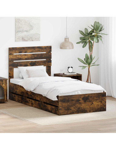 Struttura del letto con cassetto Rovere fumé 90 x 190 cm