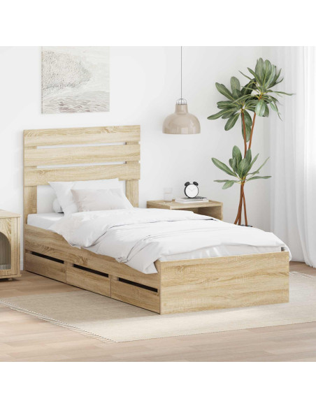 Struttura del letto con cassetto Rovere Sonoma 90 x 200 cm