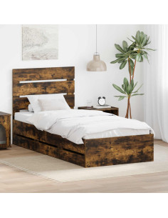 Struttura del letto con cassetto Rovere fumé 100 x 200 cm