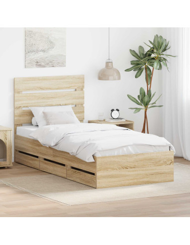 Struttura del letto con cassetto Rovere Sonoma 90 x 190 cm