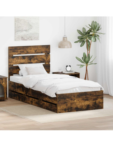 Struttura del letto con cassetto Rovere fumé 90 x 200 cm