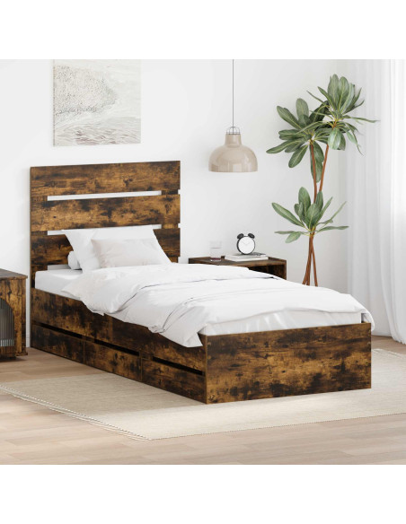 Struttura del letto con cassetto Rovere fumé 90 x 200 cm