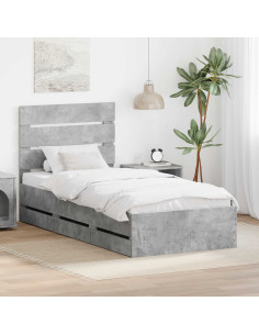 Struttura del letto con cassetto Grigio cemento 75 x 190 cm