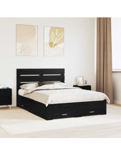 Struttura del letto Rovere Nero 160 x 200 cm Legno multistrato