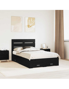 Struttura del letto Rovere Nero 120 x 190 cm Legno multistrato