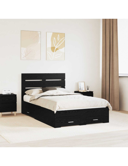 Struttura del letto Rovere Nero 120 x 190 cm Legno multistrato