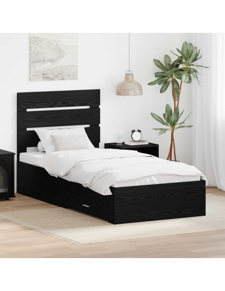 Struttura del letto Rovere Nero 100 x 200 cm Legno multistrato