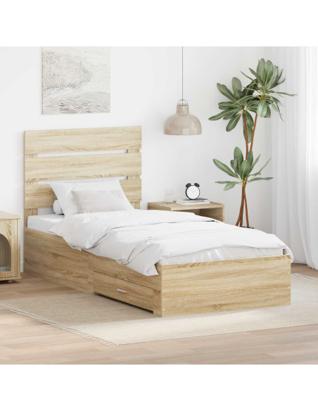 Struttura del letto con cassetto Rovere Sonoma 100 x 200 cm