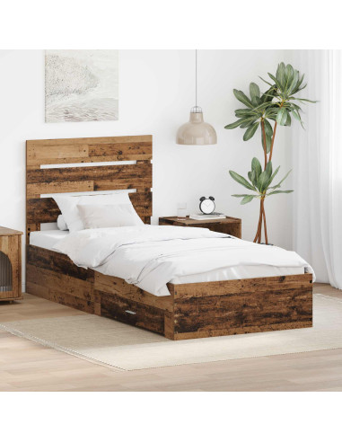 Struttura del letto con cassetto Legno vecchio 100 x 200 cm
