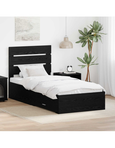 Struttura del letto Rovere Nero 90 x 190 cm Legno multistrato