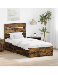 Struttura del letto Rovere Affumicato e Argento 75 x 190 cm