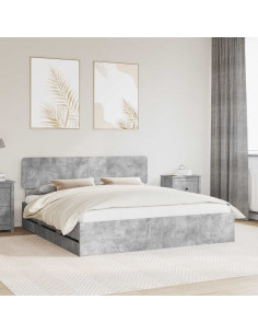 Struttura del letto con cassetto Grigio cemento 200 x 200 cm