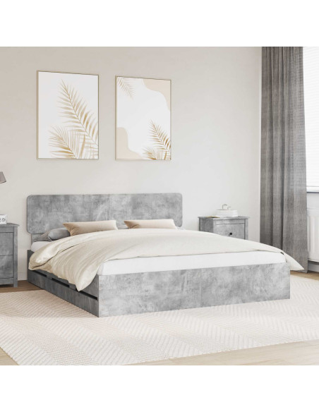 Struttura del letto con cassetto Grigio cemento 180 x 200 cm