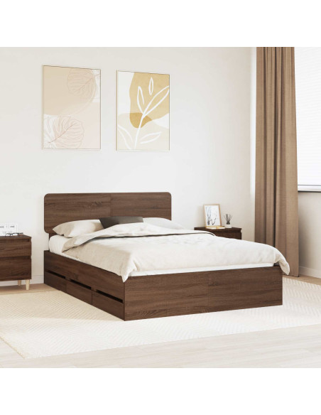 Struttura del letto con cassetto Rovere Marrone 150 x 200 cm