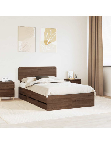 Struttura del letto con cassetto Rovere Marrone 135 x 190 cm