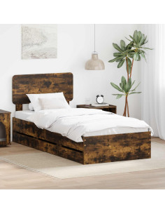 Struttura del letto con cassetto Rovere fumé 90 x 200 cm