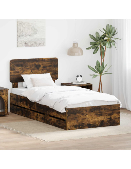 Struttura del letto con cassetto Rovere fumé 90 x 200 cm