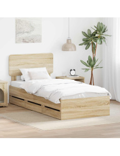 Struttura del letto con cassetto Rovere Sonoma 75 x 190 cm