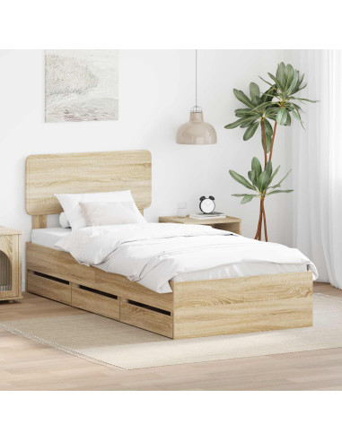 Struttura del letto con cassetto Rovere Sonoma 75 x 190 cm