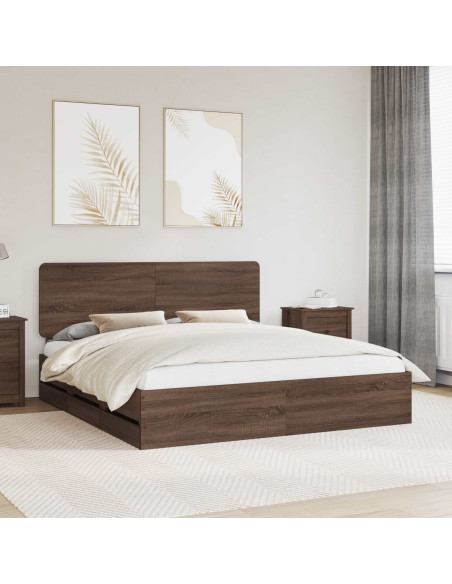 Struttura del letto con cassetto Rovere Marrone 200 x 200 cm