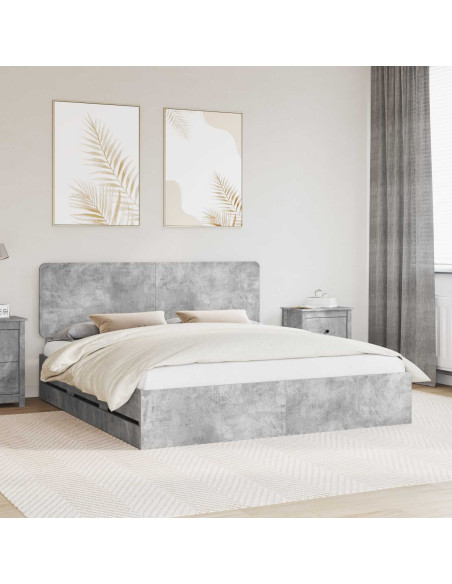 Struttura del letto con cassetto Grigio cemento 180 x 200 cm