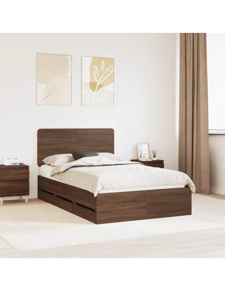 Struttura del letto con cassetto Rovere Marrone 135 x 190 cm