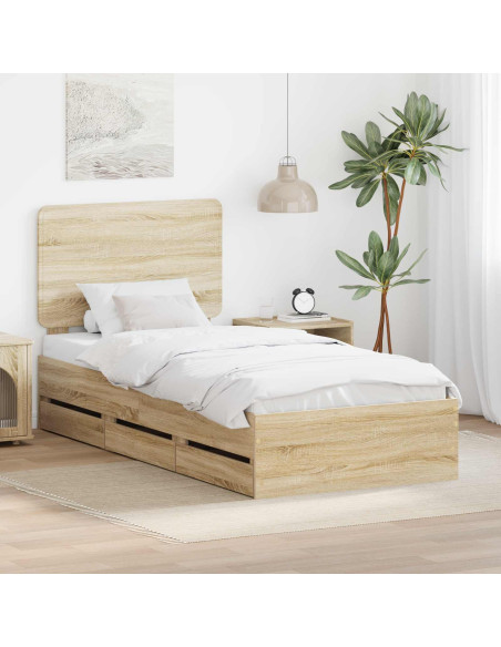 Struttura del letto con cassetto Rovere Sonoma 100 x 200 cm