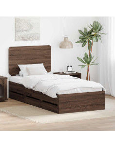 Struttura del letto con cassetto Rovere Marrone 90 x 190 cm