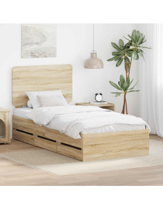 Struttura del letto con cassetto Rovere Sonoma 90 x 200 cm