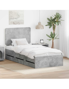 Struttura del letto con cassetto Grigio cemento 90 x 200 cm