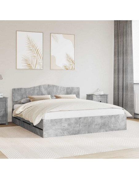 Struttura del letto con cassetto Grigio cemento 200 x 200 cm