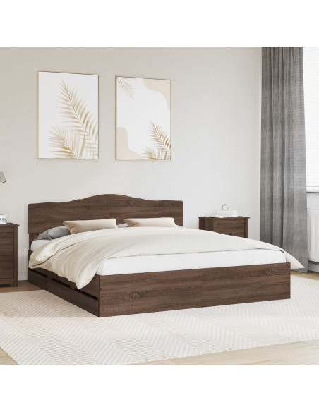 Struttura del letto con cassetto Rovere Marrone 200 x 200 cm