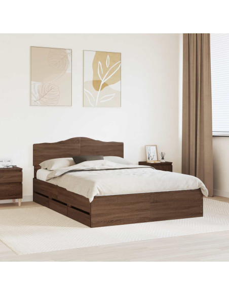 Struttura del letto con cassetto Rovere Marrone 150 x 200 cm