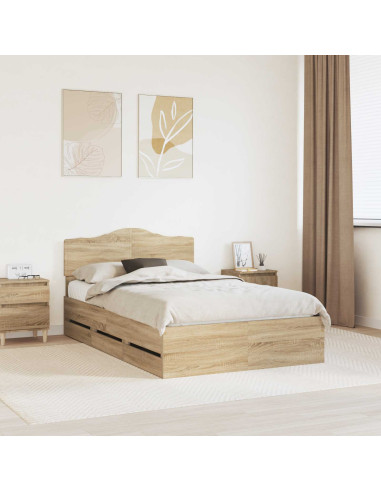 Struttura del letto con cassetto Rovere Sonoma 120 x 190 cm