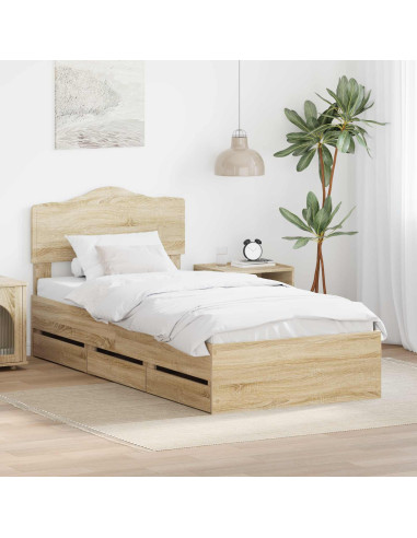 Struttura del letto con cassetto Rovere Sonoma 90 x 190 cm