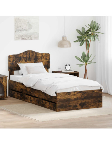 Struttura del letto con cassetto Rovere fumé 90 x 190 cm