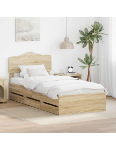 Struttura del letto con cassetto Rovere Sonoma 75 x 190 cm