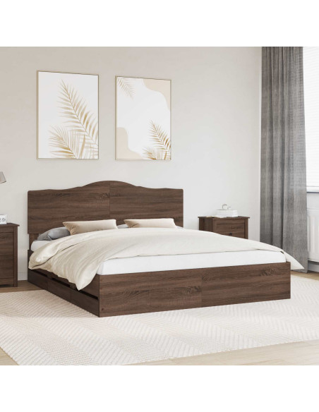 Struttura del letto con cassetto Rovere Marrone 200 x 200 cm
