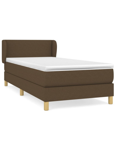Giroletto a Molle con Materasso Marrone Scuro 90x190cm Tessuto