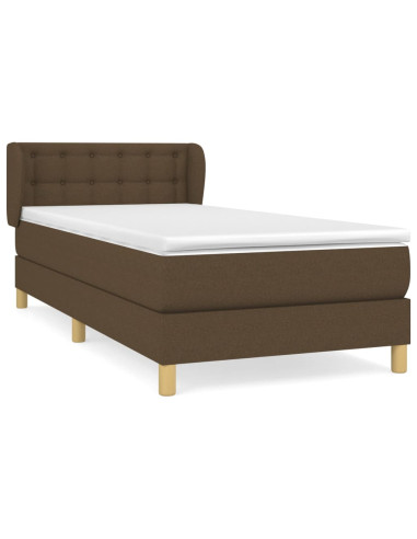 Giroletto a Molle con Materasso Marrone Scuro 90x190cm Tessuto