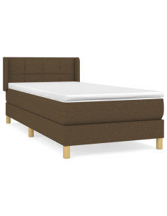 Giroletto a Molle con Materasso Marrone Scuro 90x190cm Tessuto