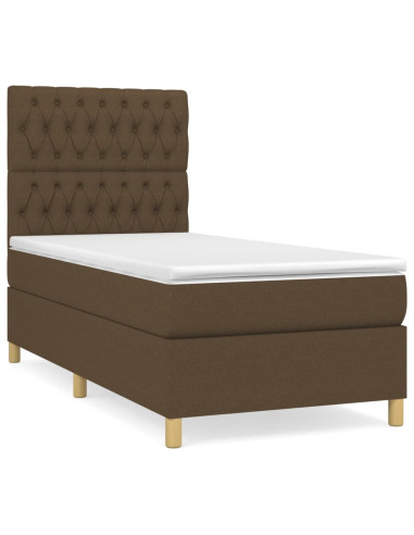 Giroletto a Molle con Materasso Marrone Scuro 90x190cm Tessuto