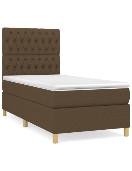 Giroletto a Molle con Materasso Marrone Scuro 90x190cm Tessuto