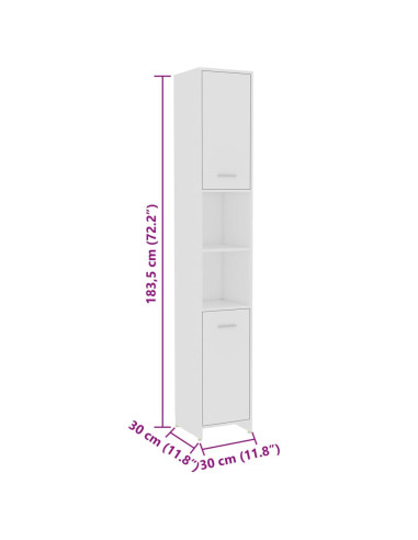 Set Mobili da Bagno 4 pz Bianco in Legno Multistrato