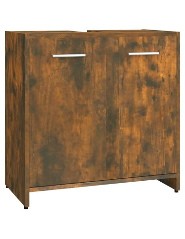 Armadietto Bagno Rovere Fumo 60x33x60 cm in Legno Multistrato