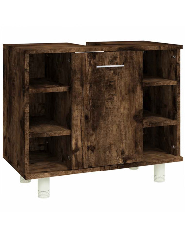 Armadietto Bagno Rovere Fumo 60x32x53,5 cm in Legno Multistrato