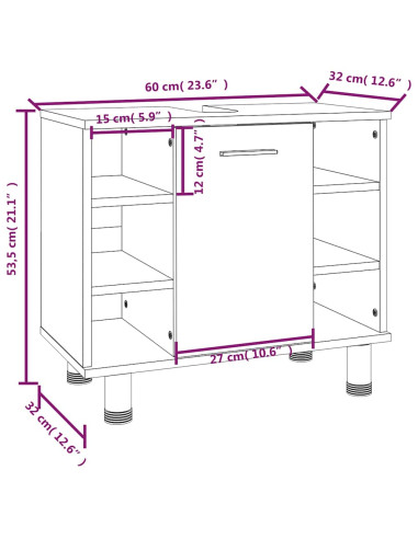 Set Mobili da Bagno 3 pz Grigio Sonoma in Legno Multistrato