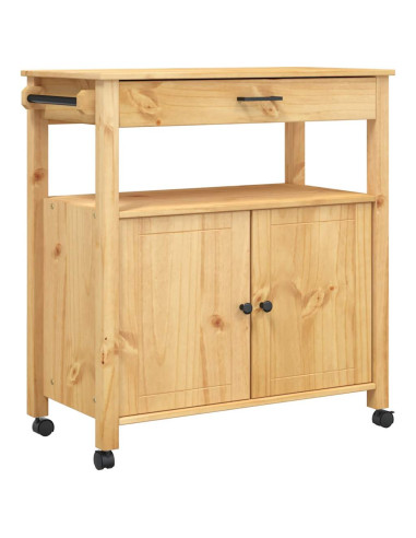 Carrello da Cucina MONZA 84x40x88,5 cm in Legno Massello di Pino